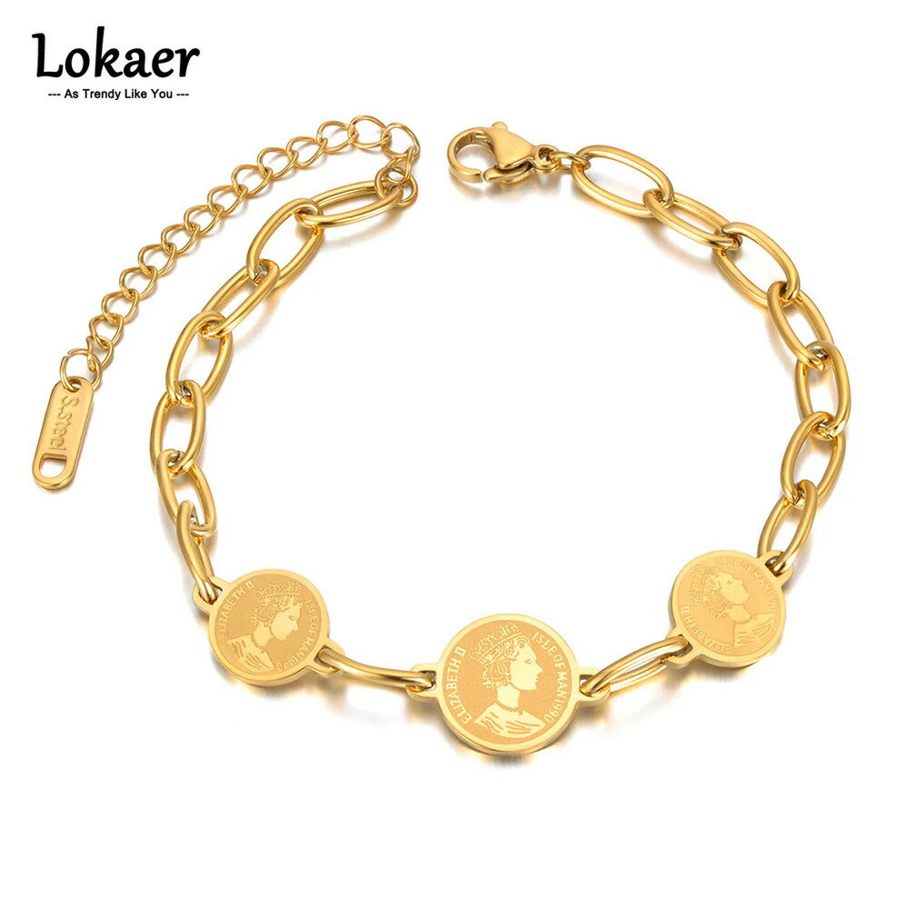 【クーポン利用で3670円】 チャーム 指輪 リング ブレスレット ステンレス ゴールド クイーン チェーン..