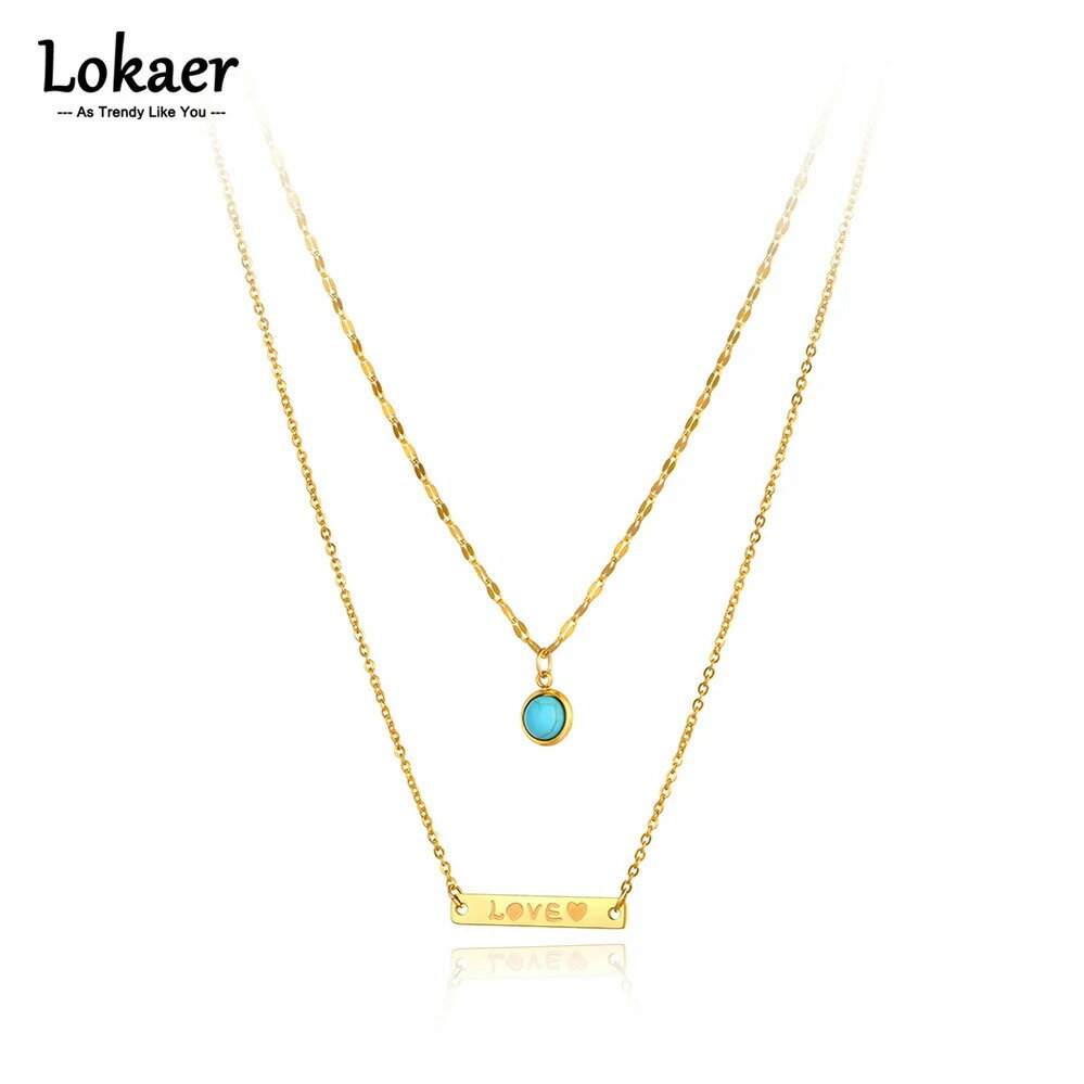 【送料無料】 チョーカー ネックレス ステンレス チタン レディース スチール ダブル レイヤー ターコイズ ボヘミア ジオメトリ パーティ