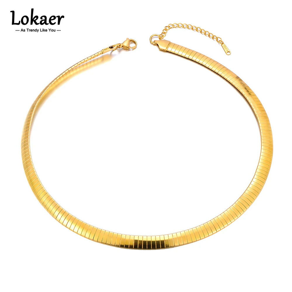 【送料無料】 チョーカー ネックレス ステンレス キューバ チェーン メタル レディース 6/8mm 幅 316 スチール 厚い 18K プレート ジュエリー N