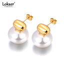 【送料無料】 チャーム ピアス 白 ホワイト ステンレス パール 韓国 レディース ハイ 品質 イミテーション スチール スタッド ファッション ジュエリー ビ...