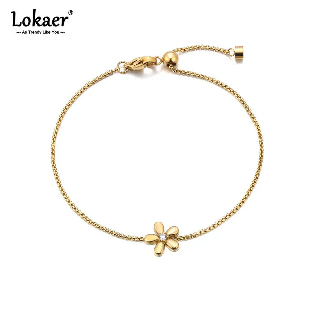 【送料無料】 チャーム ブレスレット 花 フラワー ジルコニア ステンレス レディース 2025 新しい スチール ジルコン デイリー 人気 ジュエリー ギフト