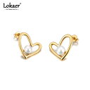 【クーポン利用で3330円】 チャーム ピアス ステンレス ハート パール レディース ファッション シミュレーション ove スタッド 防水 スチール ロマンチック ジュエリー E