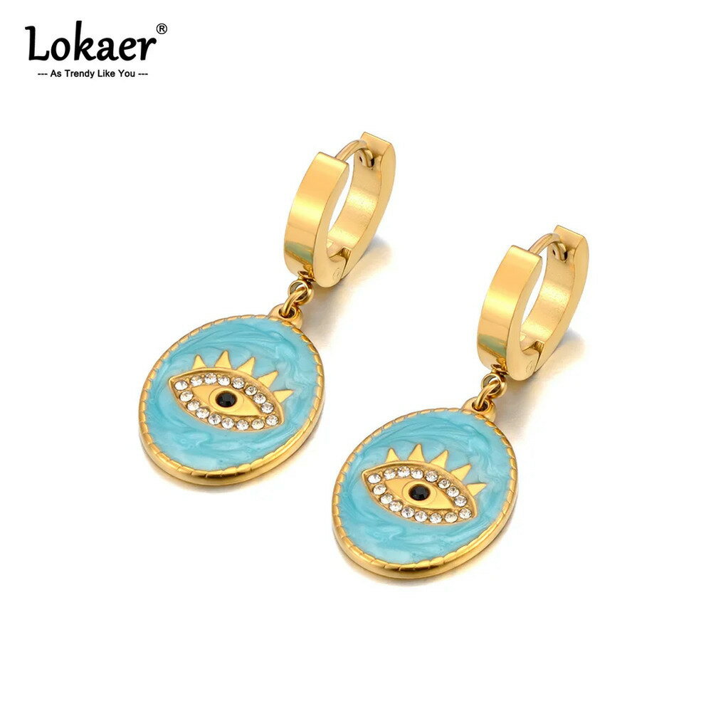 【クーポン利用で3400円】 チャーム ピアス ステンレス ビンテージ 青 ブルー ゴールド レディース エ..