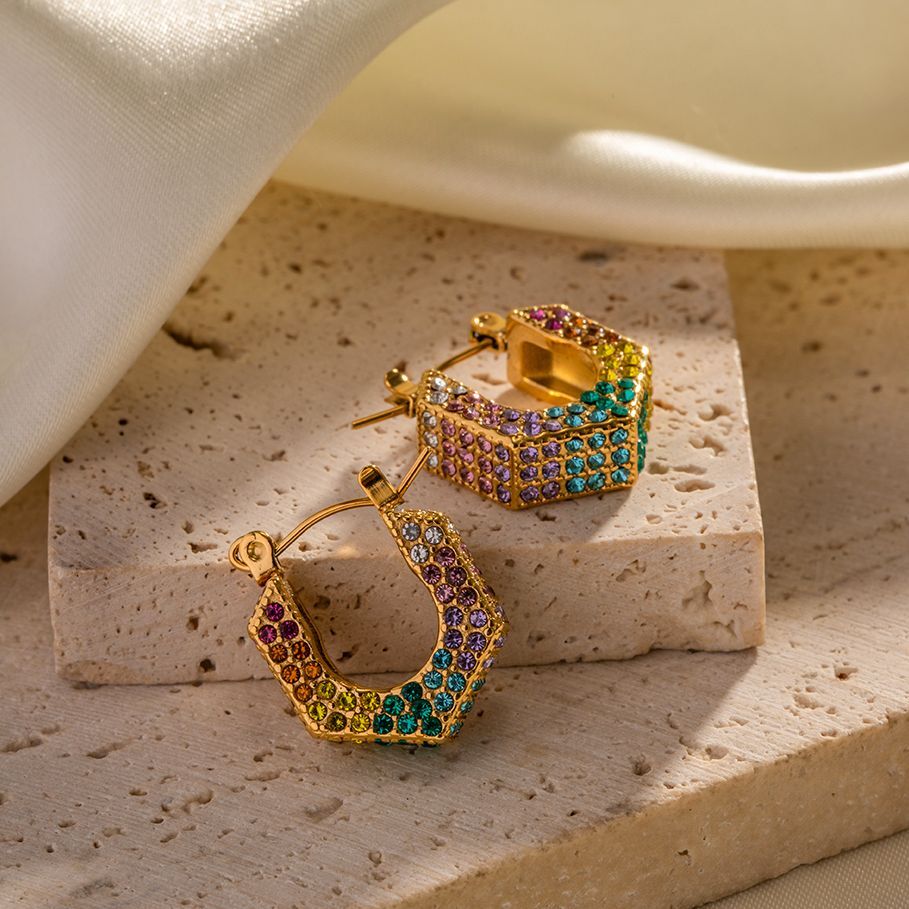 【送料無料】 ピアス ジルコニア ステンレス ゴールド スキー 鍵 ピック フープ レディース 女性 幾何..