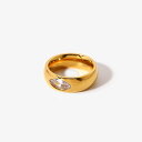 【クーポン利用で3040円】 指輪 リング ステンレス ゴールド ストーン レディース 女性 透明 クリア 菱形 クオーツ 指 フィンガー 18k プレート スチール 分厚い ジュエリー