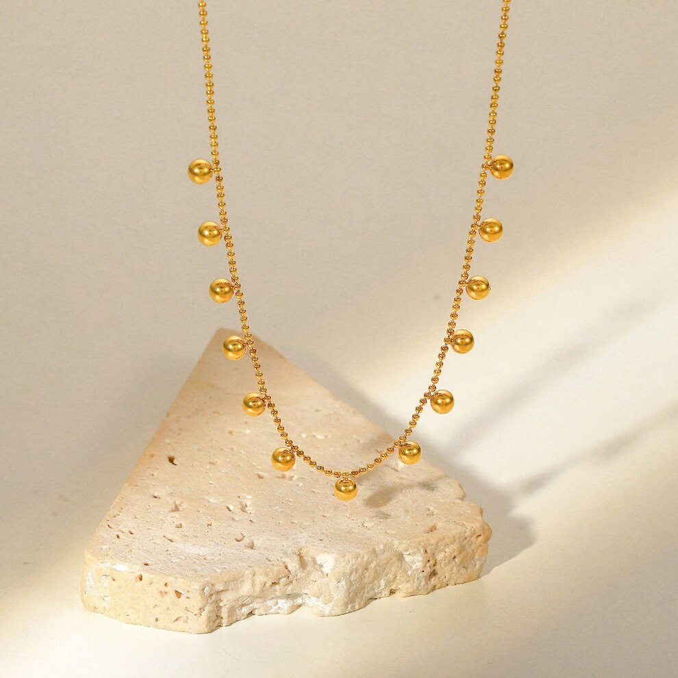 【送料無料】 ネックレス ゴールド ラウンド ビーズ レディース 女性 ニュー タッセル チャーム パーティ ギフト スモール 襟 カラー ジュエリー