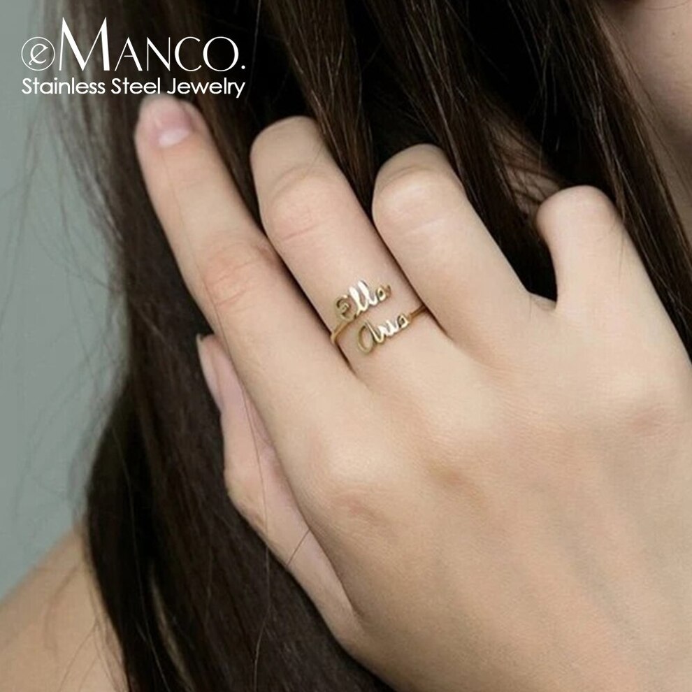 【送料無料】 指輪 リング ステンレス ゴールド ボート ネーム 名前 レディース 女性 カスタマイズ 2 ..