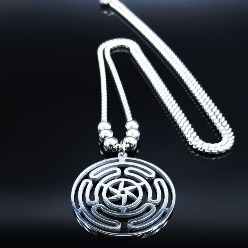 【送料無料】 ペンダント ネックレス ステンレス ビーズ ロング レディース 女性 ヘカテ 車輪 ウィール..