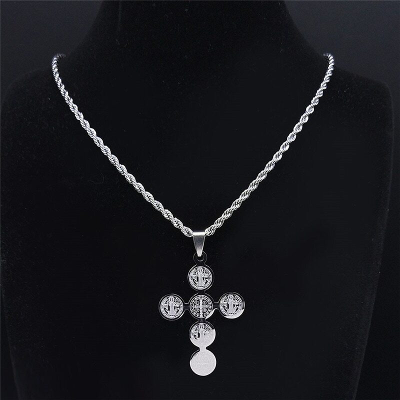 海外からの発送となりお届けに2週間程度を頂いております。予めご了承くださいませ。商品名ステンレス スチール キリスト 聖人 ベネディクト メダル クロス ネックレス お守り ジュエリー ベニート スペック記念日機能-ピリオドラッカーペンダン...