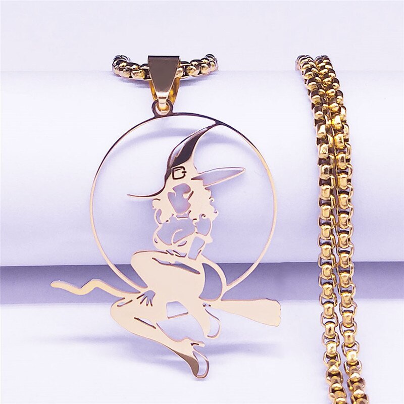 【クーポン利用で3630円】 ネックレス ステンレス レディース 女性 魔術 ウィッチクラフト セクシー 魔女 ウィッチ ほうき スチール ウィッカ ギフト ジュエリー ジョイリアの商品画像 3