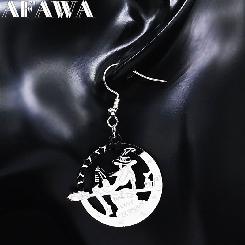 【クーポン利用で3450円】 ペンダント ピアス ステンレス シルバー ドロップ レディース 女性 ファッション 魔術 ウィッチクラフト 魔女 ウィッチ ほうき スチール カラー ジュエリーの商品画像 2