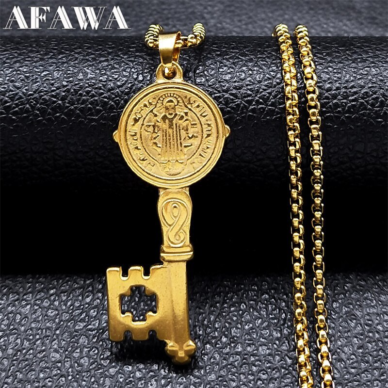 【クーポン利用で3560円】 ネックレス ステンレス ゴールド チェーン メタル 金属 鍵 メンズ 男性 レデ..