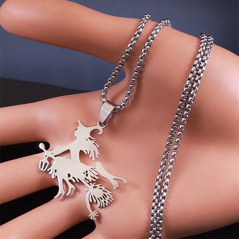 【クーポン利用で3330円】 ペンダント ネックレス ステンレス チェーン レディース 女性 メンズ 男性 魔法 マジック 魔女 ウィッチ ほうき スチール 魔術 ウィッチクラフト ジュエリー ビジューの商品画像 2