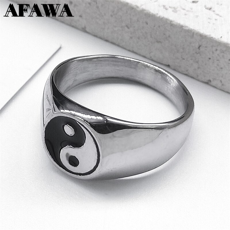 【送料無料】 指輪 リング ステンレス シルバー 中国 メンズ 男性 タイ ゴシップ スチール カラー 八卦..