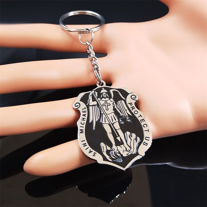 海外からの発送となりお届けに2週間程度を頂いております。予めご了承くださいませ。商品名大天使 セントマイケル ステンレス スチール キーチェーン キーホルダー プロテクト 自分 聖人 シールド エンジェル 天使 保護 プロテクション ジェム...