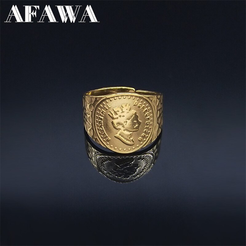 【クーポン利用で3280円】 指輪 リング ステンレス ゴールド ボート コイン レディース 女性 ファッシ..