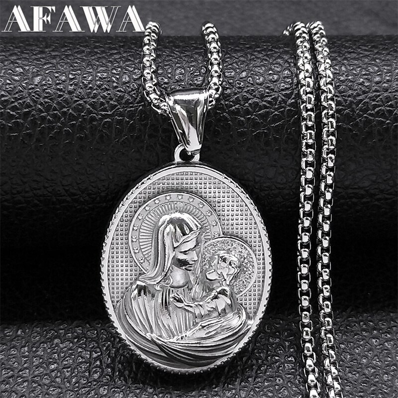 樂天商城 - 【送料無料】 】 ペンダント ネックレス ステンレス シルバー チェーン レディース 女性 メンズ 男性 バージン メアリー スチール カラー キリスト 祈り イエス ジュエリー