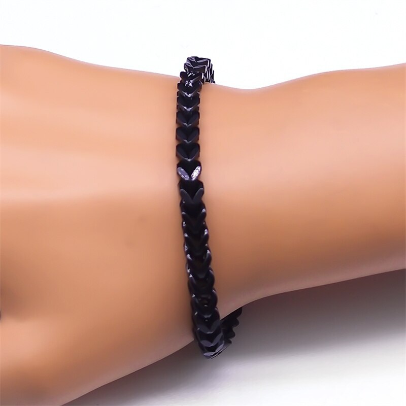 【送料無料】 指輪 リング ブレスレット 黒 ブラック ステンレス チェーン メンズ スチール リンク リストバンド パンク 重い カラー ヒップ ホップ グランジ クリスマス ギフト ジュエリー