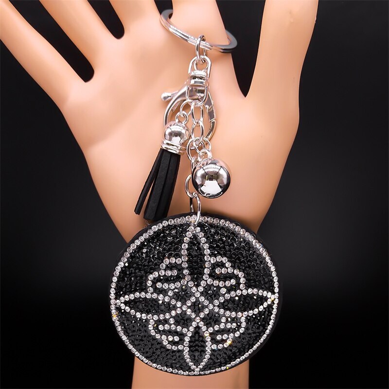 FineJewelrysの【送料無料】 キーホルダー クリスタル シルバー チェーン リボン ノット リング 鍵 レディース 女性 メンズ 男性 魔女 ウィッチ 結び目 キー アロイ カラー タッセル ウィッカ ケルト チャーム キーリング ジュエリー ヌード｜アングル2