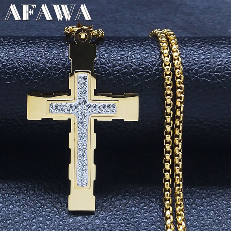 【クーポン利用で3920円】 【クーポン利用で3920円】 ペンダント ネックレス ステンレス ゴールド クロス 十字架 メンズ 男性 クラシック お守り カラー スチール イエス ジュエリー