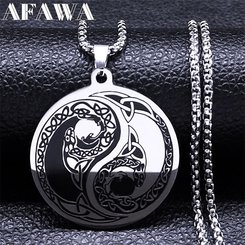 【送料無料】 ペンダント ネックレス 動物 アニマル ステンレス ドラゴン 中国 メンズ 男性 陰 陽 ゴシ..