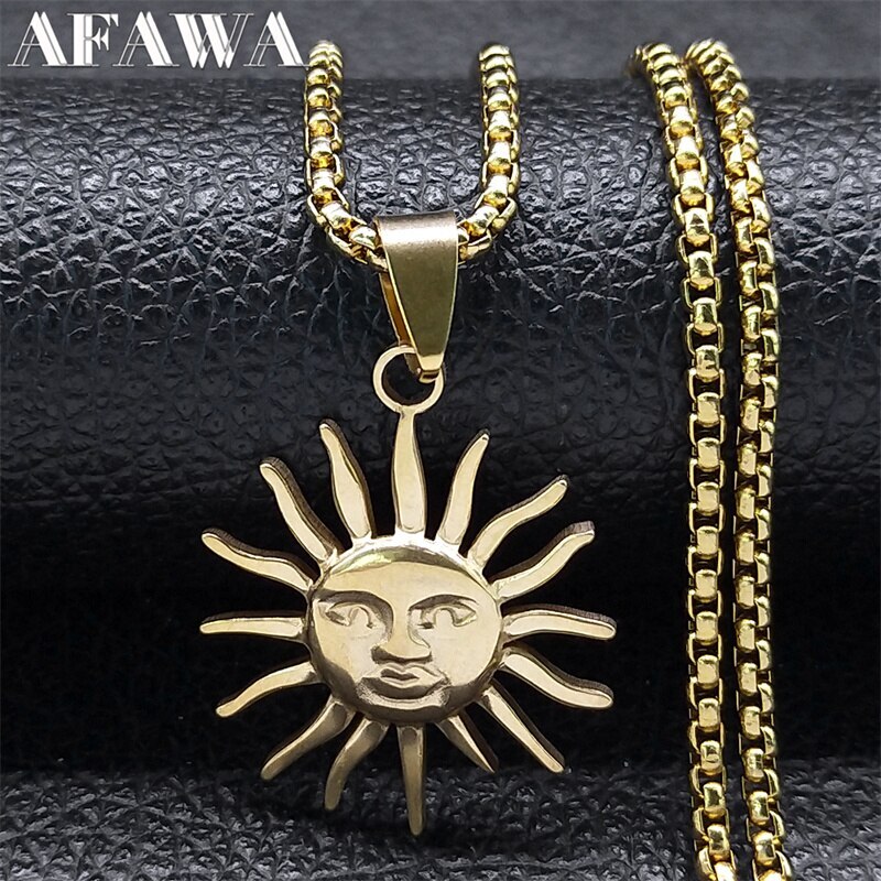 海外からの発送となりお届けに2週間程度を頂いております。予めご了承くださいませ。商品名魔術 ウィッチクラフト レトロ 太陽 女神 ネックレス メンズ レディース ステンレス スチール ゴールド カラー ビンテージ ジュエリー 襟 スペックオ...