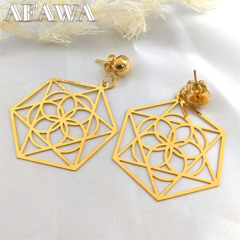 Cubic Zirconia - 【送料無料】 】 ピアス 花 フラワー ステンレス サクラ 揺れる レディース 女性 ライフ ダングル スチール ヘキサグラム スタッド ジュエリー ブール 耳