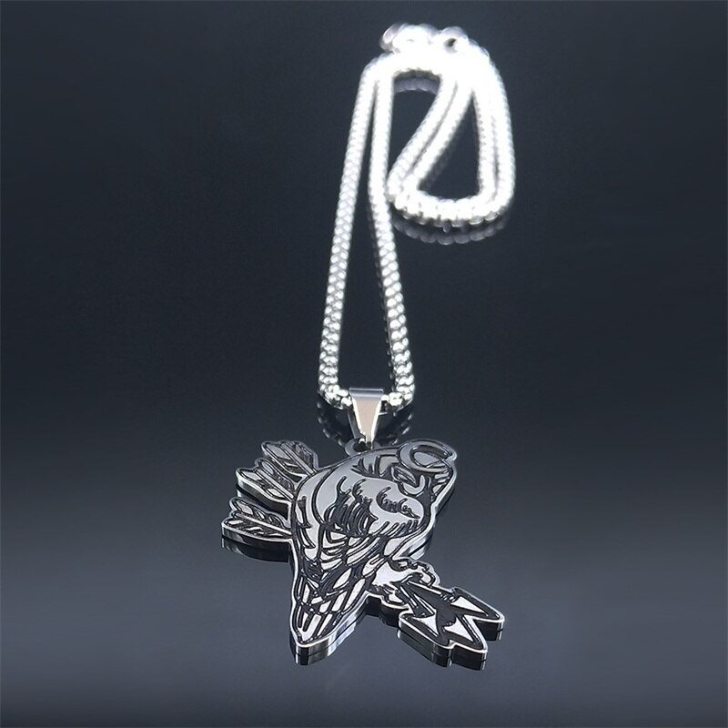 【送料無料】 ペンダント ネックレス ステンレス フクロウ ハート 矢印 月 鳥 レディース 女性 メンズ 男性 北欧 三日月 ムーン バード スチール 魔術 ウィッチクラフト ジュエリー