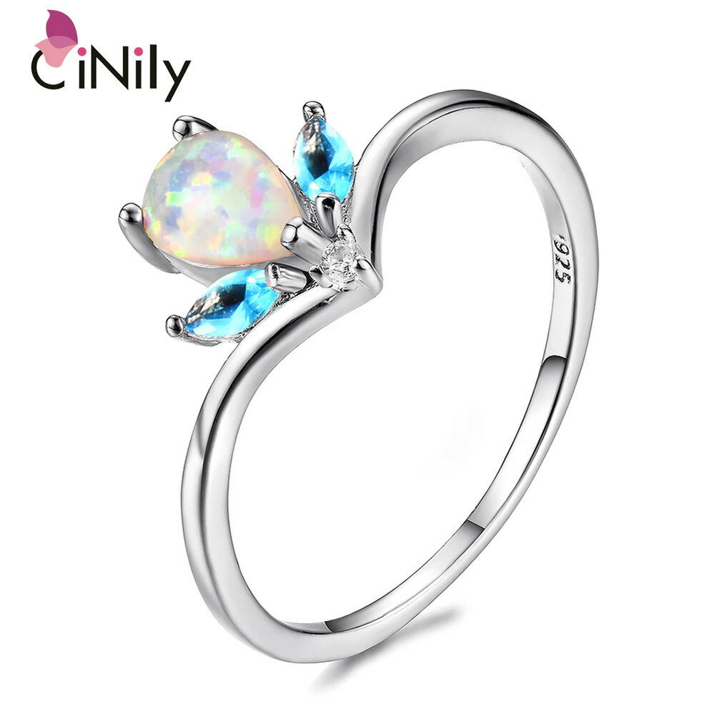 楽天FineJewelrys【送料無料】 指輪 リング 白 ホワイト シルバー オバール ドロップ ピンク レディース ファイヤー ファイア 火 オパール ジルコン プレート 水 結婚式 ウェディング ファッション ジュエリー ギフト サイズ 6