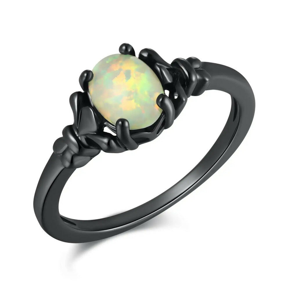 【送料無料】 指輪 リング 黒 ブラック 緑 グリーン ゴールド オバール シンプル レディース ファイヤー ファイア 火 オパール フィリング ジュエリー 結婚式 ウェディング エンゲージメント サイズ 69