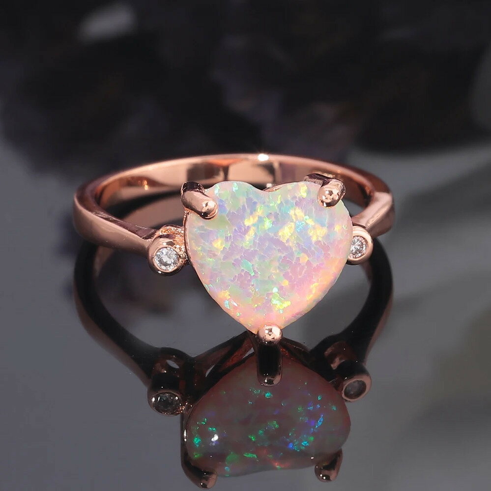 【クーポン利用で4530円】 指輪 リング ゴールド オバール シンプル ピンク レディース ファイヤー ファイア 火 CZ ローズ フィリング オパール ジュエリー 結婚式 ウェディング エンゲージメント サイズ 710