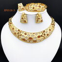 【送料無料】 ネックレス ラインストーン ゴールド レディース 女性 ジュエリー セット 18K プレート ドバイ カラー