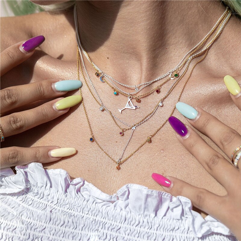 【送料無料】 チョーカー ペンダント ネックレス ジルコニア 月 星 レディース 女性 カラフル ジルコン チャーム 気質 クラシック ムーン スター 結婚式 ...