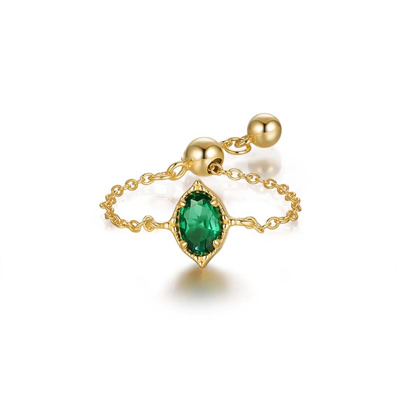 【送料無料】 指輪 リング ジルコニア シルバー オバール チェーン ポール ロープ レディース 女性 925 スターリング カラフル ジルコン スリム 調整可能 多用途 スタック可能 ボール エンド