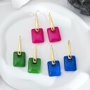 【クーポン利用で4390円】 ピアス 緑 グリーン アクリル プラスチック レジン 樹脂 ピンク フープ レディース 女性 トレンド カラー 新しい 誇張 ジオメトリ 人気 ジュエリー ティーン ギフト(4)