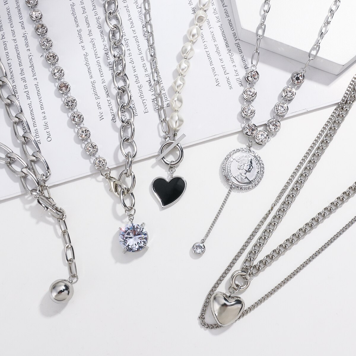 【送料無料】 チョーカー ペンダント ネックレス キューバ シルバー チェーン レディース 女性 パンク カラー ヒップ ホップ 分厚い 幾何学 ステートメント ジュエリー