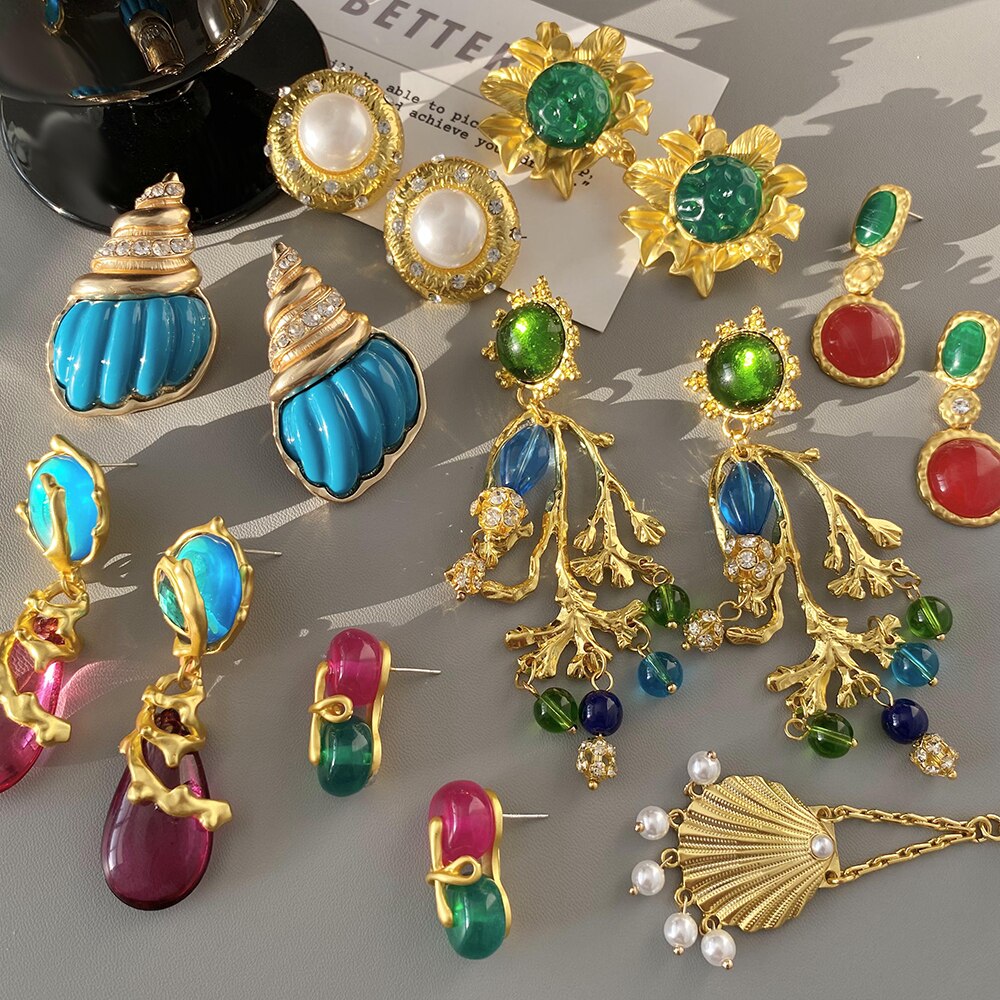 【送料無料】 ペンダント ピアス クリスタル ビンテージ ゴールド ドロップ レディース 女性 クリエイ..