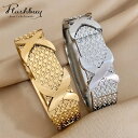 【クーポン利用で6740円】 バングル ブレスレット ステンレス ゴールド レディース 新しい デザイン 分厚い 交差 普通でない 幅 スチール 秋 冬 ウィンター カラー アクセサリー