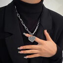 【クーポン利用で4430円】 ネックレス ステンレス ビンテージ チェーン シンプル ボート ハート レディース 女性 エナメル チェッカーボード パーソナリティ 鎖骨 スチール セーター トレンド ジュエリー(4)