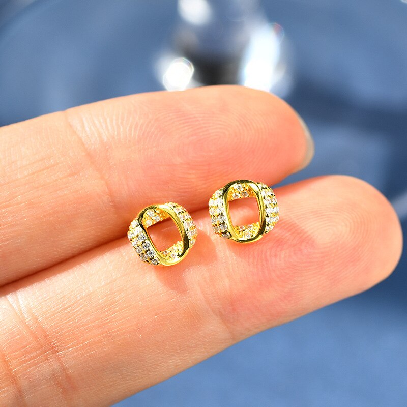SWAROVSKI - 【クーポン利用で4970円】 ピアス ゴールド シルバー リング レディース 女性 新しい ツイスト 幾何学 イレギュラー 925 スター 星リング マイクロインレイド 結婚式 ウェディング ファッション ファイン ジュエリー