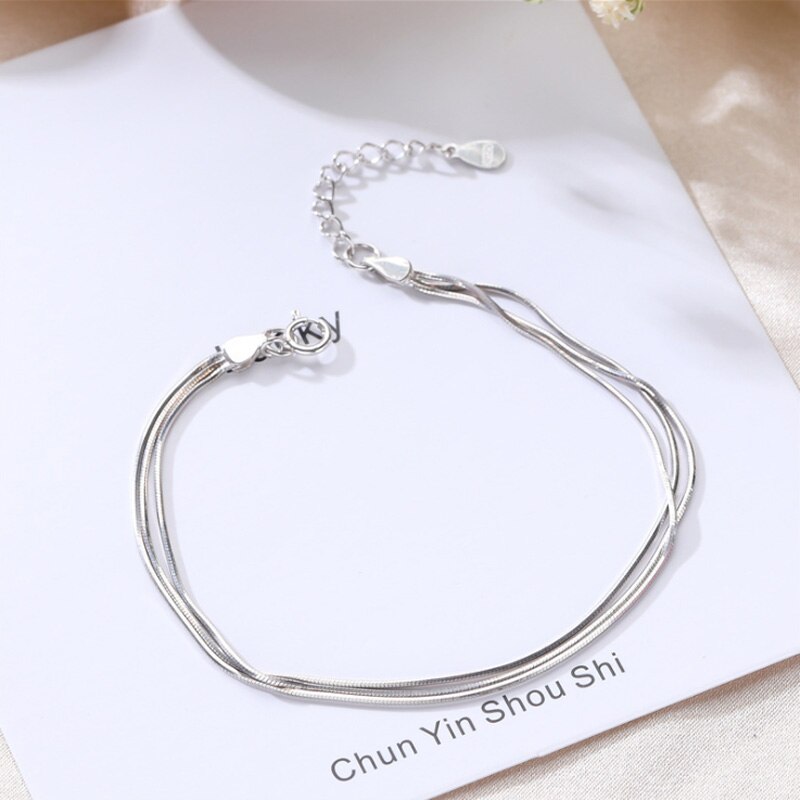 Silver - 【送料無料】 】 バングル ブレスレット 動物 アニマル シルバー チェーン リング レディース ファッション マルチレイヤー 925 スターリング チャーム 蛇 スネイク ヘビ 調整可能 結婚式 ウェディング パーティ ギフト