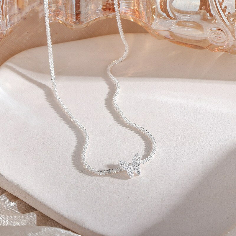 【送料無料】 チョーカー ネックレス 蝶 バタフライ インセクト シルバー チェーン リング 昆虫 レディース 女性 新しい S925 スター 星リング 輝く ...