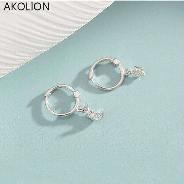 【クーポン利用で3360円】 ピアス ミニ 可愛い スター 星 クリア 透明 ジルコン おしゃれ 大人 スタッド シルバー カラー マイクロ 象眼細工 ハング レディース 女性 耳リング(4)