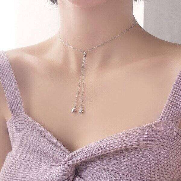 【送料無料】 シルバー カラー ハート ペンダント ネックレス おしゃれ 大人 ラッキー ビーズ フリーサ..