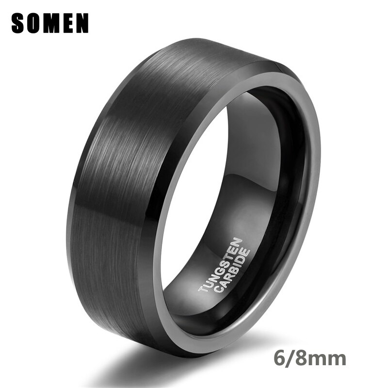 【クーポン利用で6490円】 指輪 リング タングステン 黒 ブラック レディース 女性 メンズ 男性 6mm 8m..