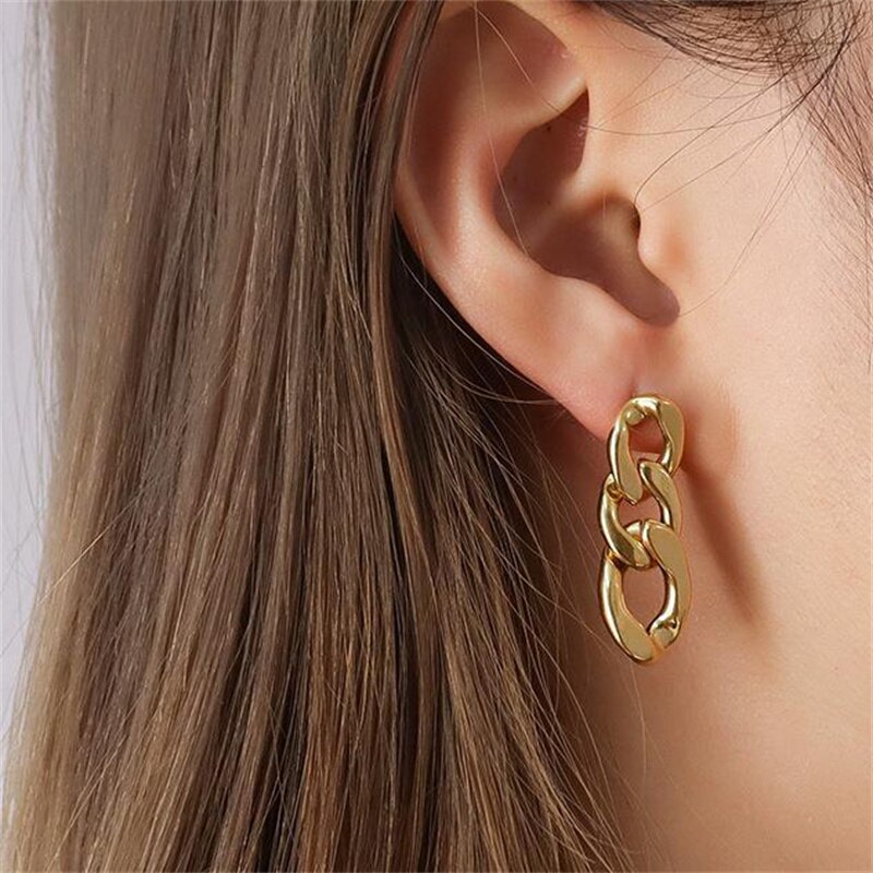 【クーポン利用で3250円】 ピアス 指輪 リング ステンレス キューバ チェーン 揺れる レディース 女性 ..