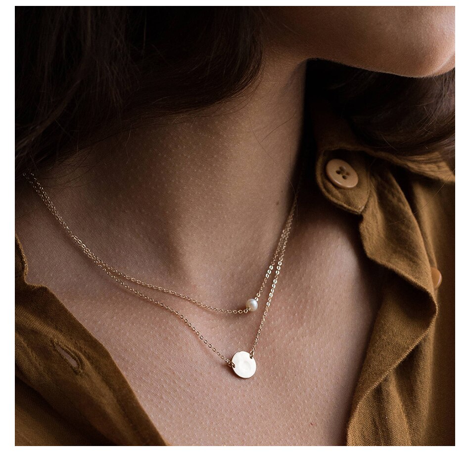 【送料無料】 チョーカー ペンダント ネックレス ステンレス チェーン パール 真珠 レディース 女性 スチール ファッション マルチ レイヤー ジュエリー ギ...