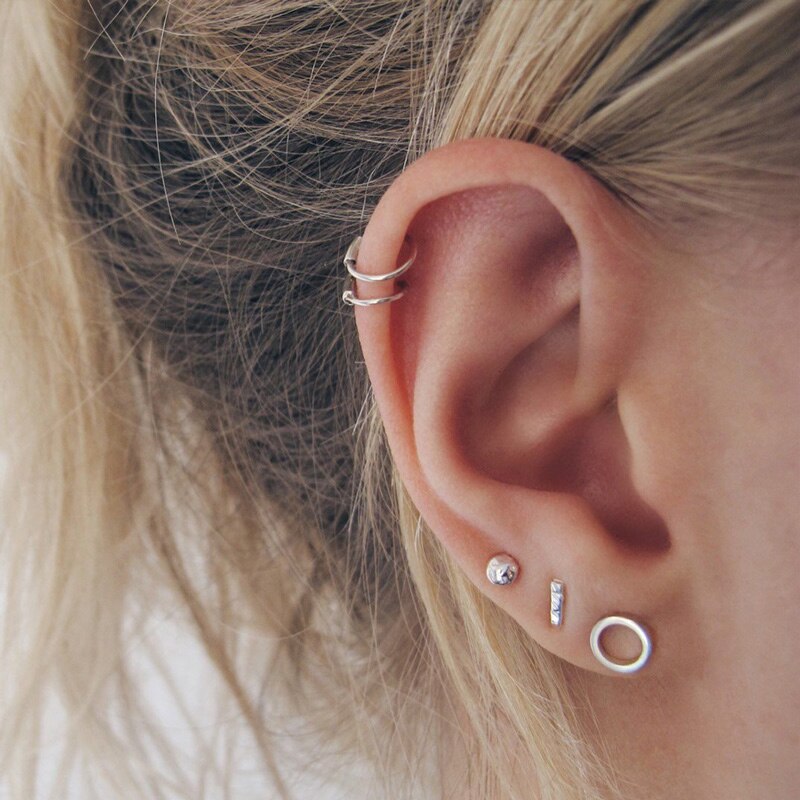 【クーポン利用で4600円】 ピアス ステンレス シルバー 韓国 レディース 女性 スチール セット 4個 スタイル カラー 色あせなし ミニマリスト スタッド 低刺激性 ジュエリー(4)