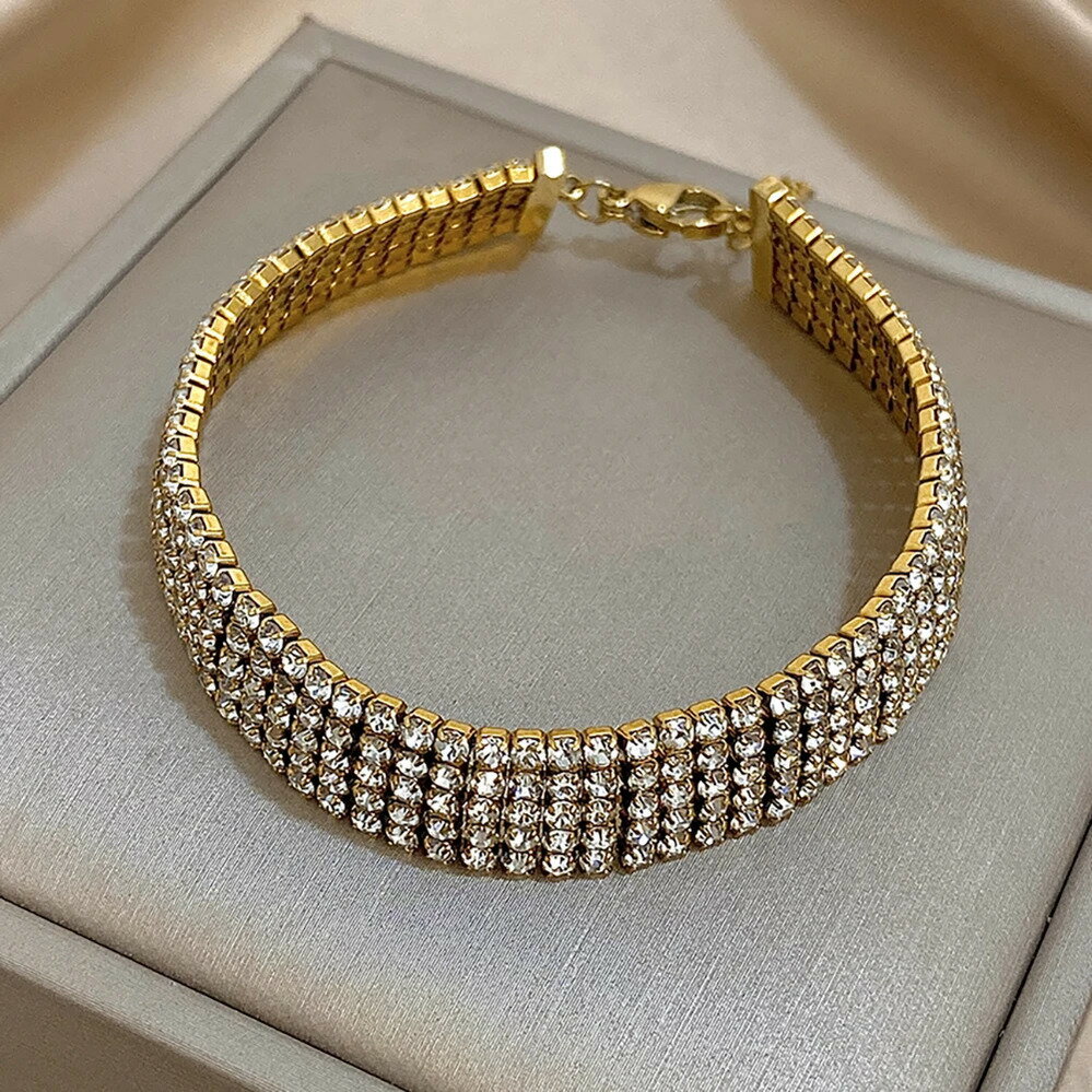 【送料無料】 ブレスレット ラインストーン ステンレス チェーン リング 爪 レディース 輝く スパーク..