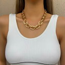 【送料無料】 ネックレス ビンテージ ゴールド チェーン メタル 金属 フープ レディース 女性 パンク 厚い ネック 誇張 分厚い 鎖骨 ギフト